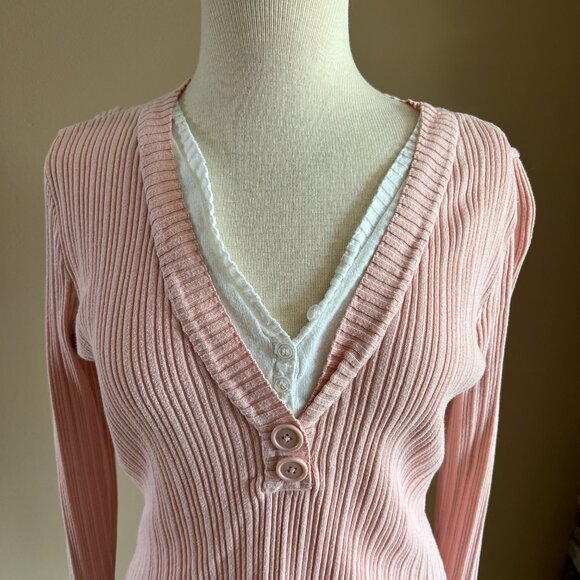 Axcess a Liz Clairborne company pink long sleeve sweater size L - Picture 2 of 7